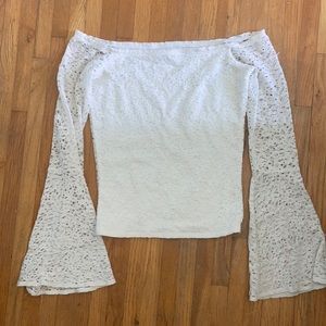 Off the shoulder flared at the wrist tight top